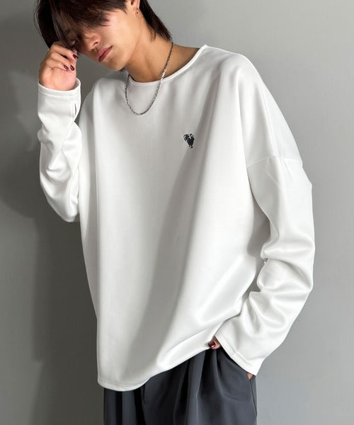 【Classical Origin】「洗練モードな一枚」。Double-Knit Fabric Thumb Hole Dolman T-Shirt/ダンボール素材サムホール付きドルマンTシャツ(長袖) co1010031