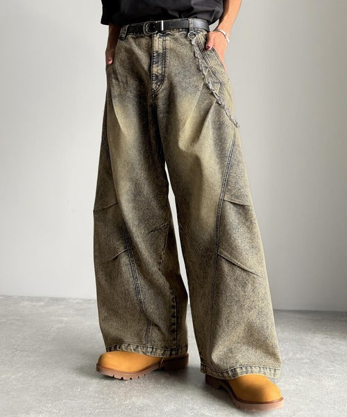 【Classical Origin】3D Tucked&Darted Barrel-Leg Wide Denim/3Dタック&ダーツデザインバレルレッグワイドデニム co1150057