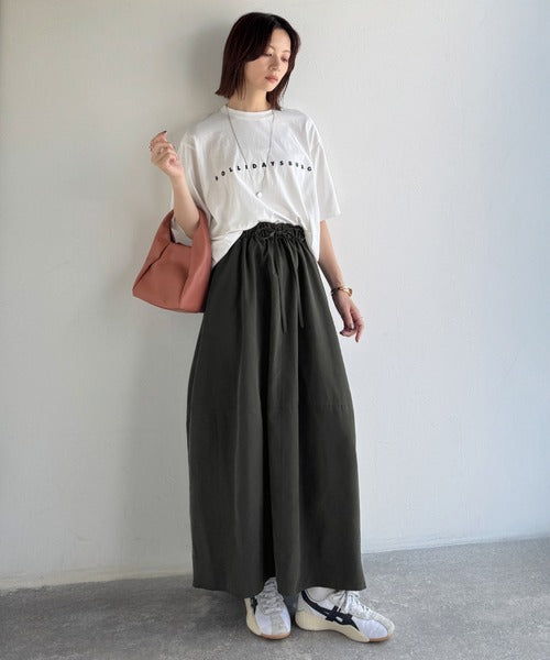 《JaVaジャバコラボ》ふんわりフォルムが可愛い◎ピーチ起毛素材コクーンシルエットロングスカート jv0940247