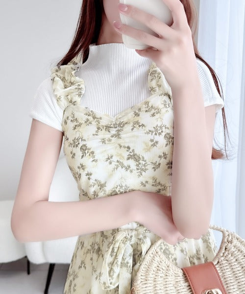 【mily bilet】存在感抜群の主役級item。花柄シフォンバルーンキャミワンピース mi1139045