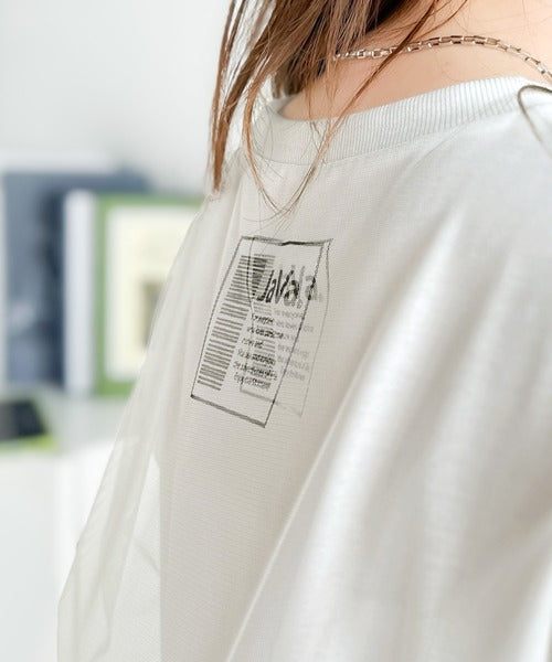 《JaVa ジャバコラボ》1枚で即こなれ感。バックプリントチュールレイヤードフレンチTシャツ jv1010316