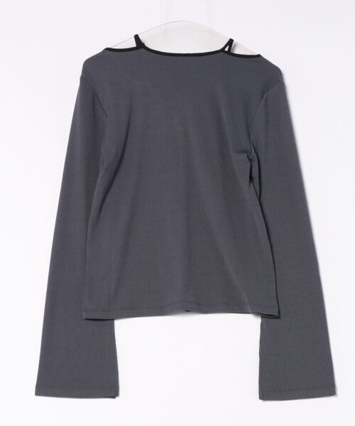 【mily bilet】程よい肌見せで女性らしく。チョーカー使いパイピング配色袖フレアカットソー mi1249001