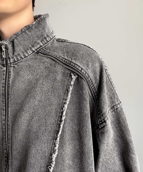【Classical Origin】「都会的スタイル。」綿100%ヴィンテージ加工フリンジデニムジャケット/100% cotton vintage fringe denim jacket co1010028