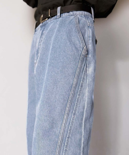 【Classical Origin】「二度見される。」サイドダブルカーブラインデニムパンツ/Side Double Curve Line Denim Pants co0900002