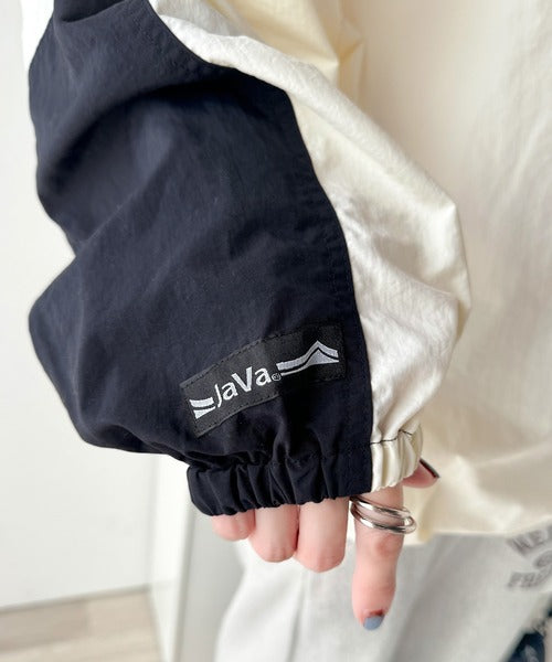 《Javaジャバコラボ》スポカジで差をつける。裾ドロストバイカラーシアープルオーバー jv1260313