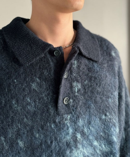 【Classical Origin】「まるで毛布。」モヘアライクシャギー素材ニットポロシャツ/Mohair-Like Shaggy Knit Polo Shirt co0780004