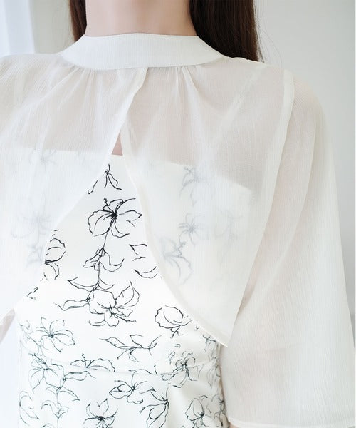 【mily bilet】透け感コーデ でつくる、映えガーリー。前後2WAY花柄シアーボレロセットアップキャミワンピース mi1139082