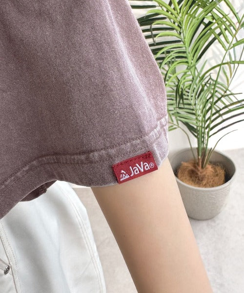 《JaVaジャバコラボ》色褪せで魅せる、ラフな品格。綿100%前後2WAYアシッド刺繍ユルTEE(半袖) jv1260544