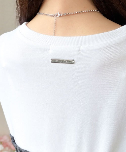 【mily bilet】心ときめく、ビッグリボン♪フロントリボン ドッキング長袖Tシャツ mi1269019