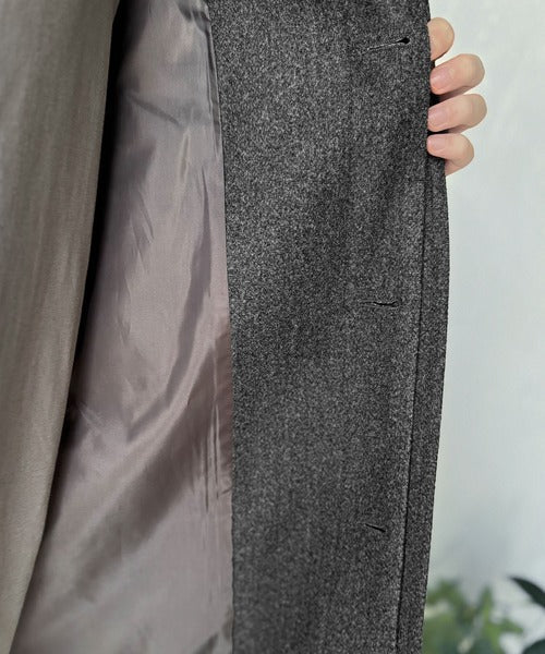 【Classical Origin】「上品さ、極まる」。ロング丈比翼2way衿ステンカラーコート/Long-length concealed 2way bal collar coat ao1265006