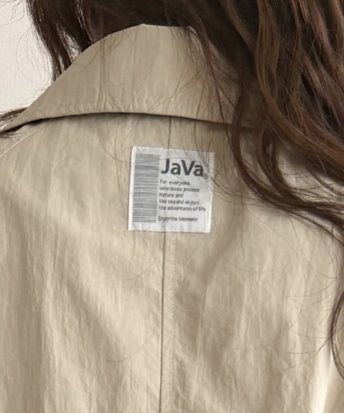 《JaVaジャバコラボ》洒落感ひらり、シルエット決まる。ナイロンワッシャー素材ウエストドロストジャケットコート(ミドル丈) jv1265048