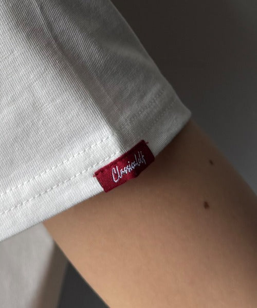 【sustaina+】オーガニックコットン100%。胸元ラメ糸ワンポイント刺繍 無地&ボーダー柄Tシャツ(半袖) ce1260397