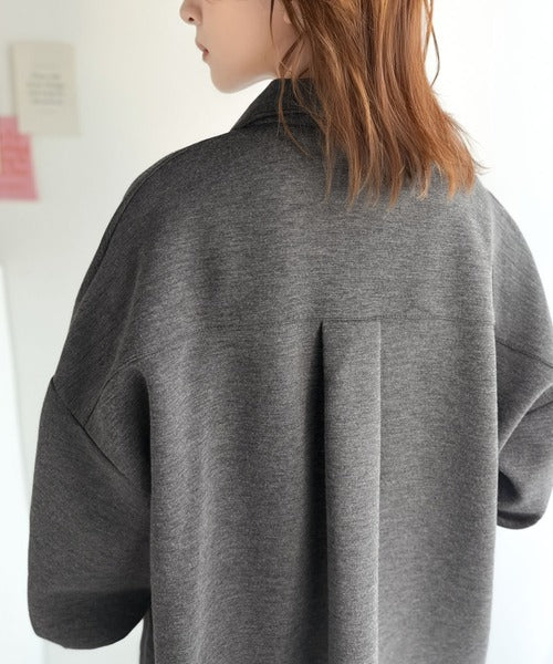《JaVaジャバコラボ》サッと羽織って即サマになる!胸元刺繍ダンボール素材シャツジャケット jv1010558