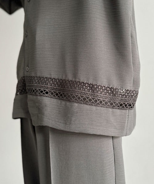 レースが語る、大人の余裕。レース切り替えオープンカラーシャツ / Lace Panel Open Collar Shirt co1010011