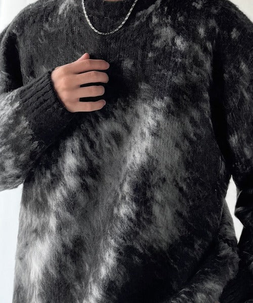 【Classical Origin】「まるで毛布。」モヘアライクシャギー素材クルーネックセーター/Mohair-Like Shaggy Knit Crew Neck Sweater co0780002
