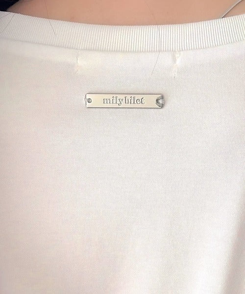 【mily bilet】一枚でサマになる。 フロントリボン布帛コンビ半袖Tシャツ mi1269018