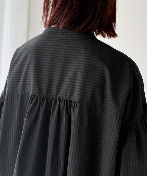 着方自在でロングシーズン活躍◎柄アソートバンドカラービッグシャツワンピ ce1010478