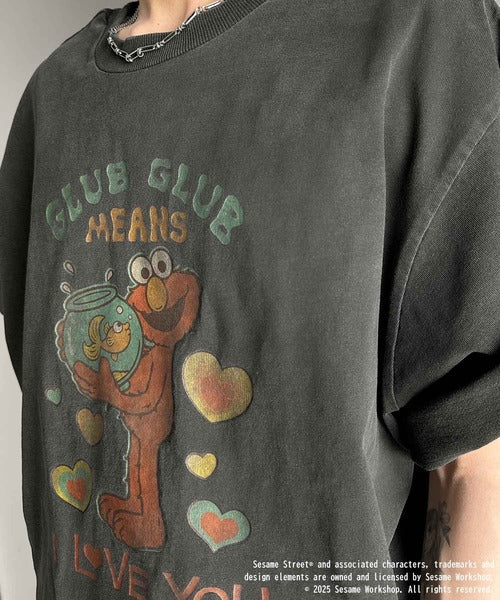 大人カジュアルにハマる。綿100%セサミキャラピグメント加工ビッグTシャツ cm1330004