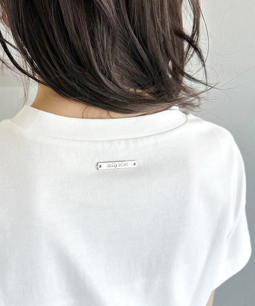 【mily bilet】華やか大人ガーリー。リボンコード刺繍プレートデザインTシャツ mi1329025