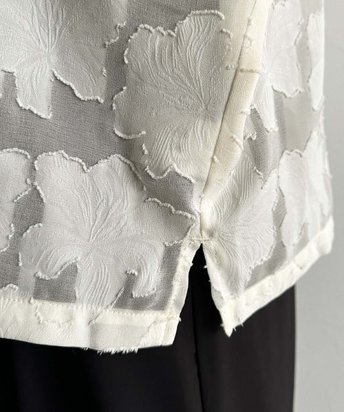 Sheer Jacquard Dolman Sleeve Shirt/フラワー柄シアージャカードドルマンシャツ co1150008