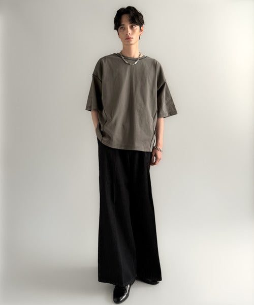 【Classical Origin】「1枚でも羽織でも。」インサイドアウト仕様2wayダブルジップTシャツ/Inside-Out Oversized Double-Zip 2way T-Shirt co1150018