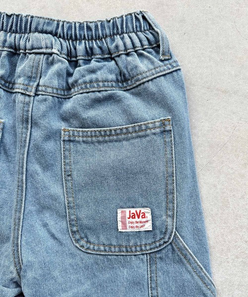 【キッズ】《JaVa ジャバ別注》キュンとする可愛さ。アクティブに動けるストレスフリーボトム。ペインターデニムパンツ jk0420048