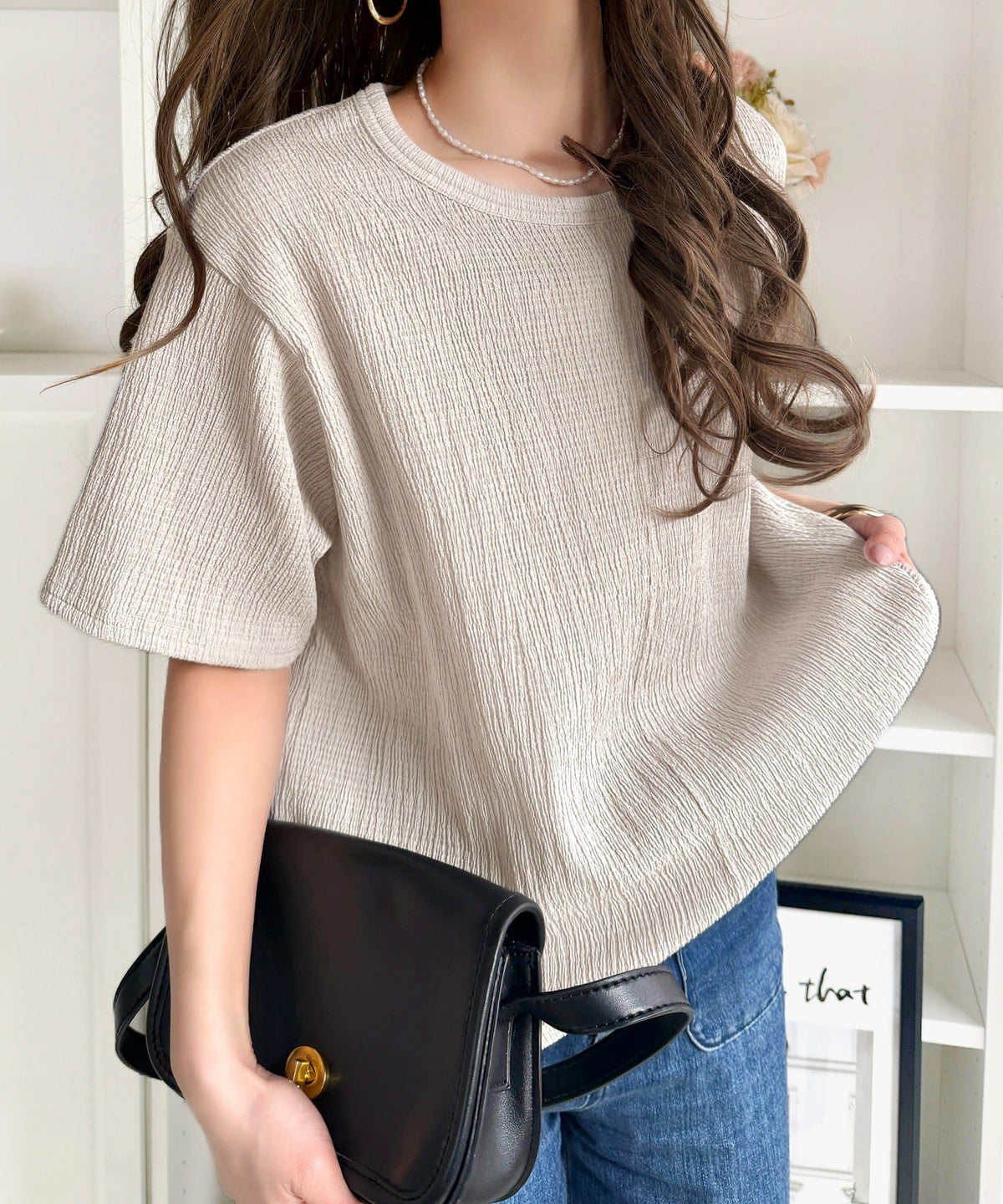 軽やか涼感、さらり抜け感。楊柳ベーシックTシャツ(半袖) ce1260529