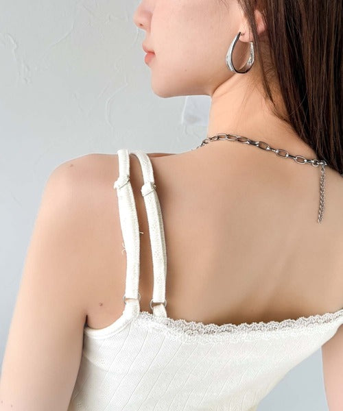 【mily bilet】1枚で今っぽデザイン。小花柄ダブルストラップリボンカップ付きレースキャミソール mi1019081