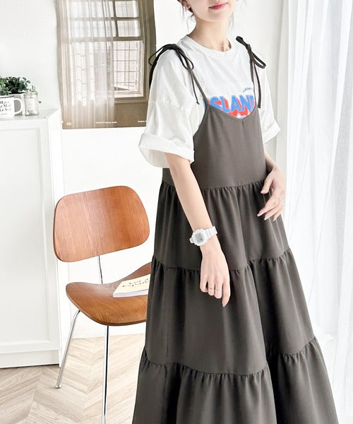 大人ガーリー。2wayティアードキャミワンピース ce0940184
