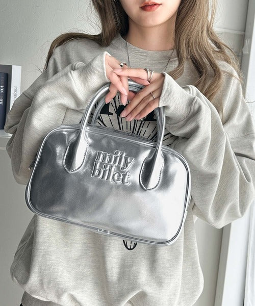 【mily bilet】ヘビロテしたい主役級バッグ。エナメルライクエコレザーエンブレムミニボストンバッグ mi1159026