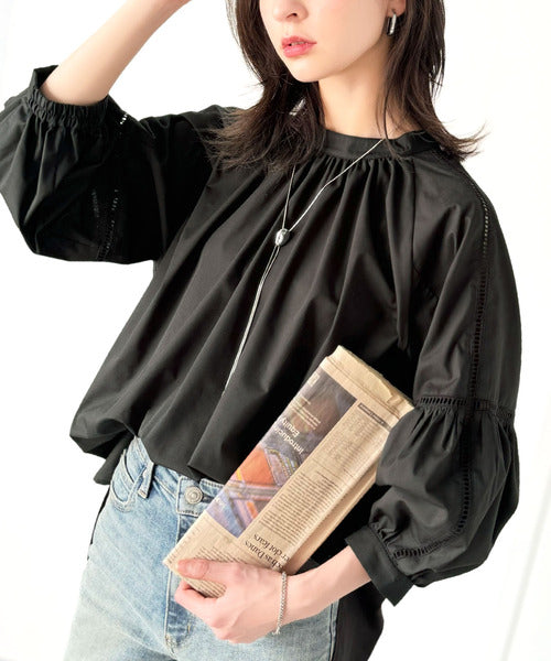 洗練フェミニン♪前後2wayハシゴレース使いボリュームスリーブブラウス（長袖） ce1300014