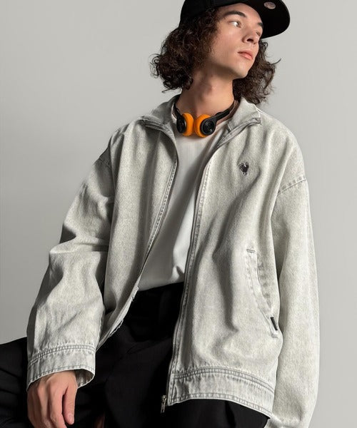 【Classical Origin】Vintage-Washed High-Neck Denim Jacket／ヴィンテージ加工ハイネックデニムジャケット co1010029