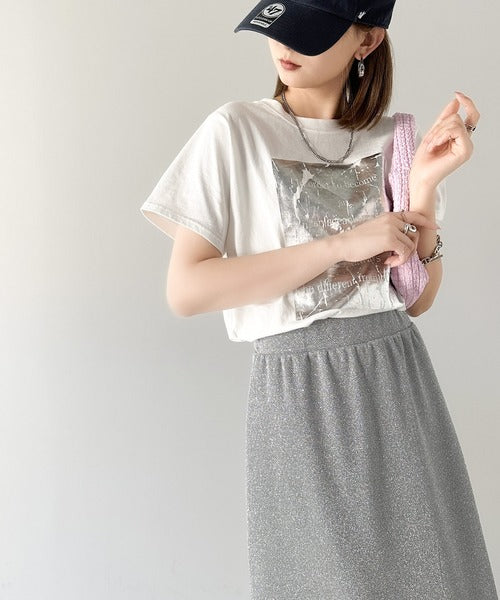 【mily bilet】華やかで上品。バックスリットIラインラメロングスカート mi1149056