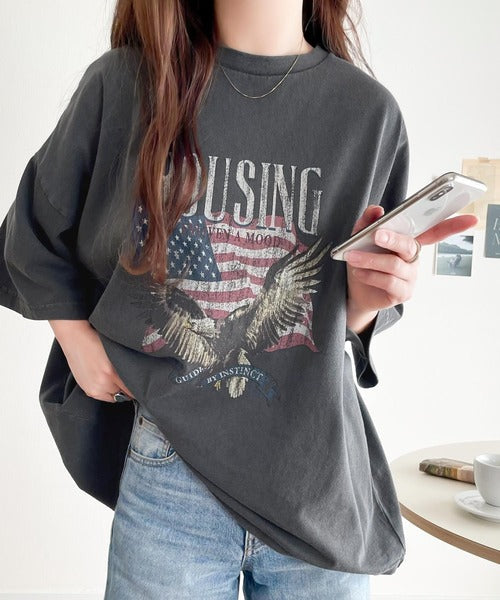 《Javaジャバコラボ》ゆるっとカジュアルに着こなす。綿100%ピグメント加工グラフィックプリントTシャツ＆ロンT(半袖)(長袖) jv1050148