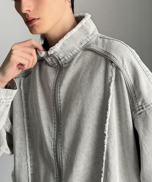 【Classical Origin】「都会的スタイル。」綿100%ヴィンテージ加工フリンジデニムジャケット/100% cotton vintage fringe denim jacket co1010028
