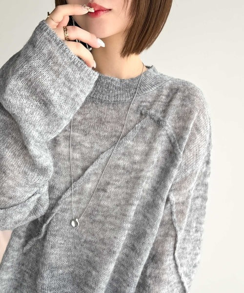 “ゆるっと”が叶える、1秒垢抜け！モヘアタッチシアー変形タック柄ニット（長袖） ce1260450