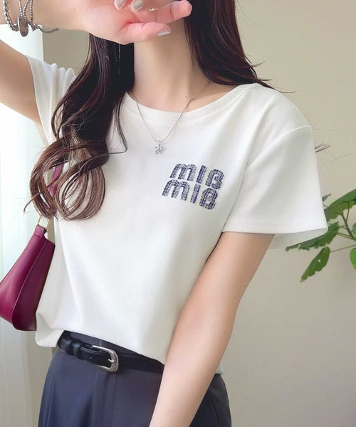 【mily bilet】スタイルよく、着心地いい。絶対使えるシンプルT♪ワッペンコンパクトTシャツ（半袖） mi1329084