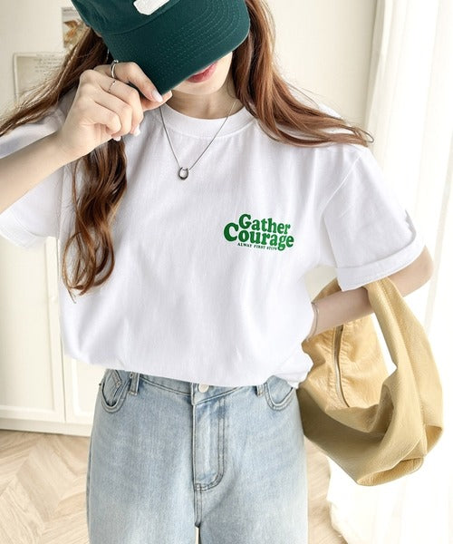 大人カジュアル。綿100％ワンポイントロゴTシャツ mo1310041