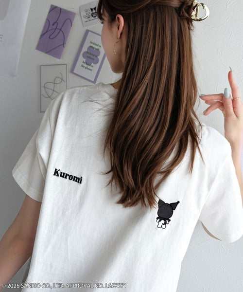 【Sanrio characters/サンリオキャラクターズ】大人っぽく推せる。綿100％バックサンリオキャラ刺繍半袖コンパクトTシャツ（半袖） ce1330038