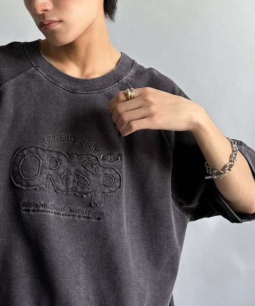 《JaVa ジャバコラボ》裾はドロストでお好みのシルエットに。ヴィンテージライクな半袖ロゴスウェット jm1029126