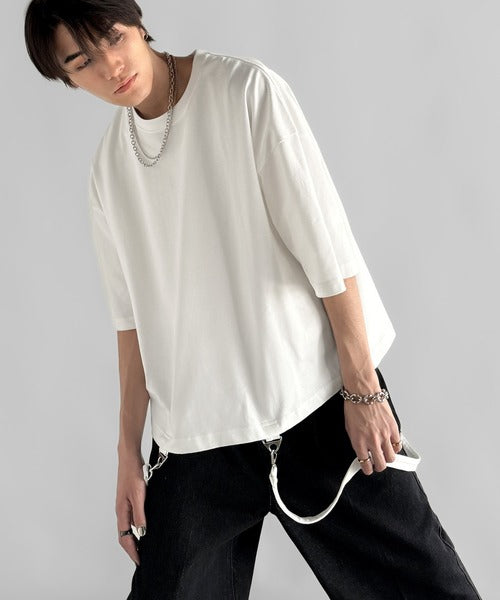 Belt Design Transformable Cropped T-Shirt／脱着式ベルトデザインショート丈Tシャツ co1150015