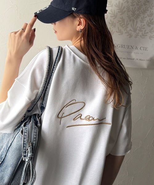 《JaVaジャバコラボ》大胆ロゴで魅せる。前後2way裏毛胸元PAEANロゴ半袖Tシャツ jv1260422