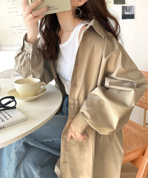 これ一枚でアウターとしても活躍♪綿100％ロングシャツワンピース（長袖） ce1020225