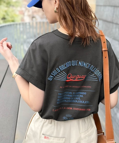 《JaVaジャバコラボ》背中で魅せる。バック刺繍フレンチスリーブTシャツ（半袖） jv1050358