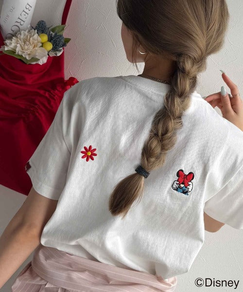 綿100%大人可愛い♪バック「ディズニー」刺繍半袖T ce1330039
