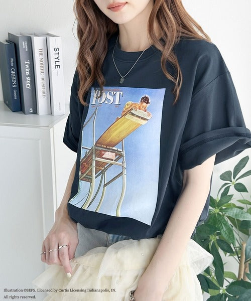 『THE SATURDAY EVENING POST』×クラシカルエルフ 別注グラフィックTシャツ【Boy on High Dive】 ce1260279