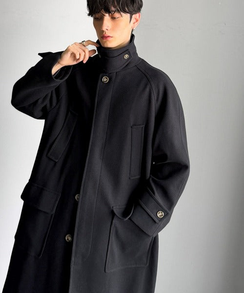 【Classical Origin】「上品さ、極まる」。ロング丈比翼2way衿ステンカラーコート／Long-length concealed 2way bal collar coat ao1265006