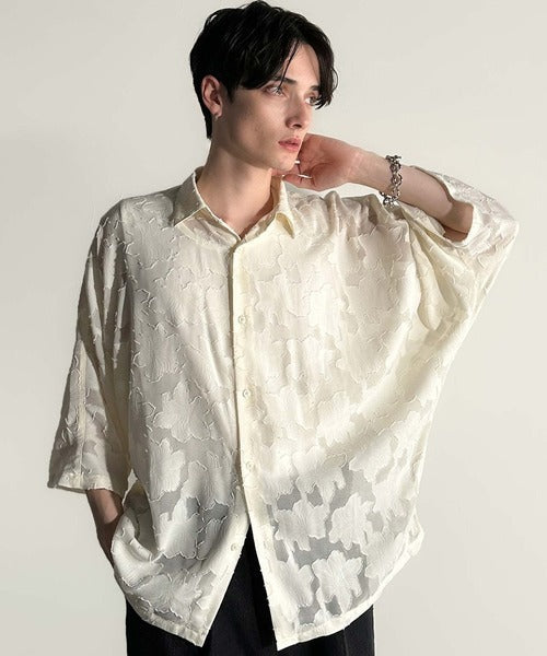Sheer Jacquard Dolman Sleeve Shirt／フラワー柄シアージャカードドルマンシャツ co1150008