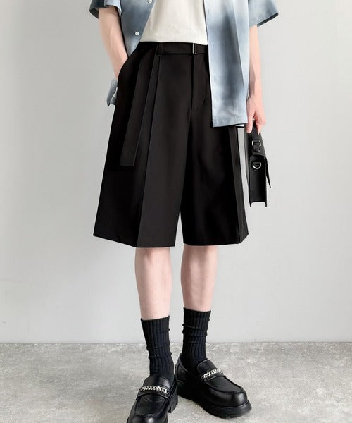 「涼やか上品。」ベルト付きルーズシルエットショートスラックス／Belted Design Loose Silhouette Short Slacks co1150020