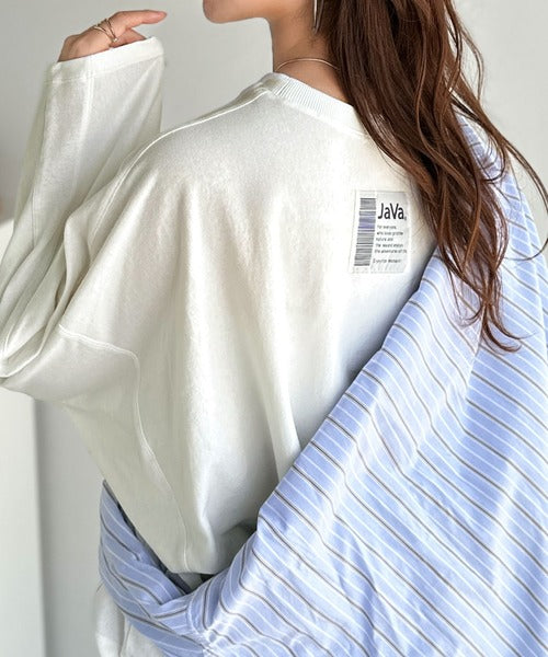 《JaVaジャバコラボ》ゆるっと大人カジュアル。綿100％ドルマンスリーブカットロンTEE（長袖） jv1260489
